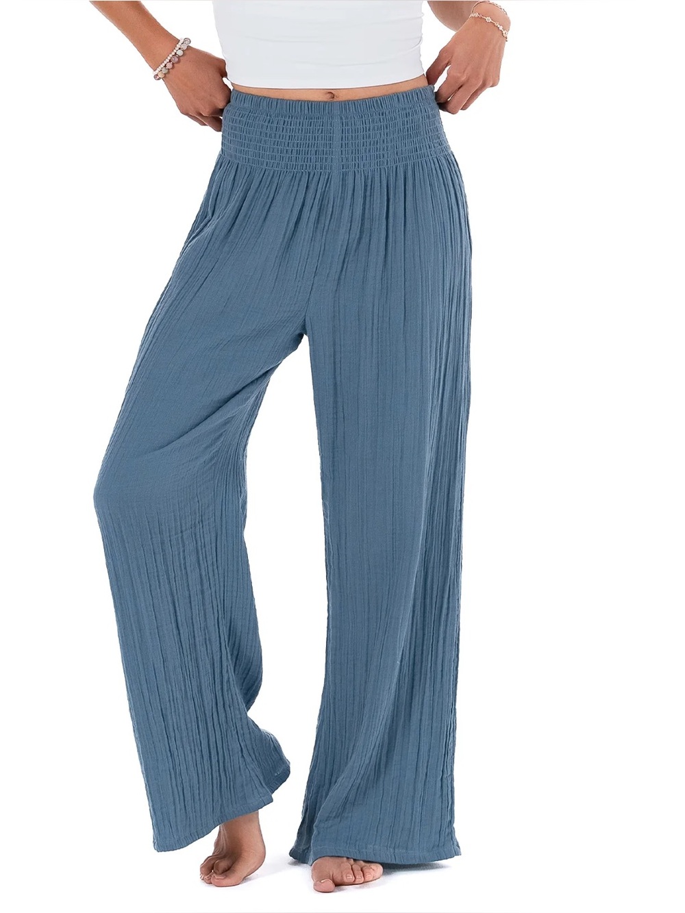 Lotus & Luna New Moon Blue Wide Leg Pants $50 NEW